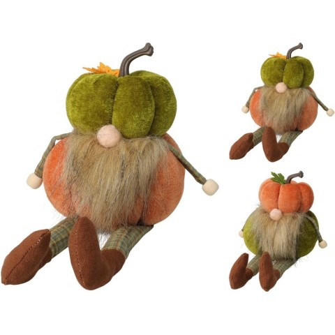 GNOMO ZUCCA TESSUTO SEDUTO 11X13CM 2 ASSORTITI